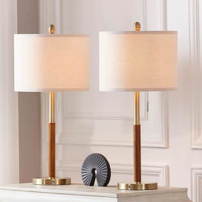 28" Gold Bedside Lamps Set of 2 for Bedroom - Modern Table Lamp with USB Charging Port Nightstand Lamp with 3-Way Dimmable