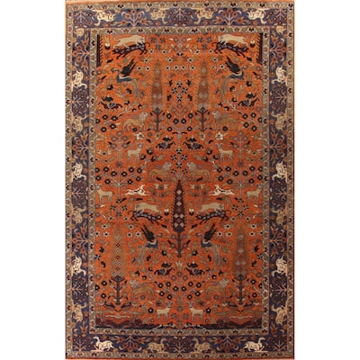 Animals Hunting Design Ziegler Oriental Area Rug Handmade Wool Carpet - 11'9" x 17'11"