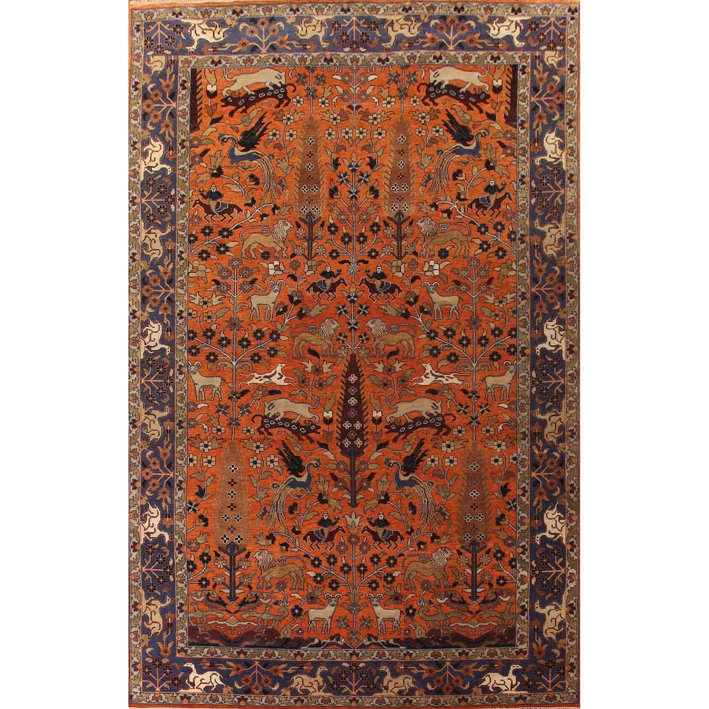 Animals Hunting Design Ziegler Oriental Area Rug Handmade Wool Carpet - 11'9" x 17'11"