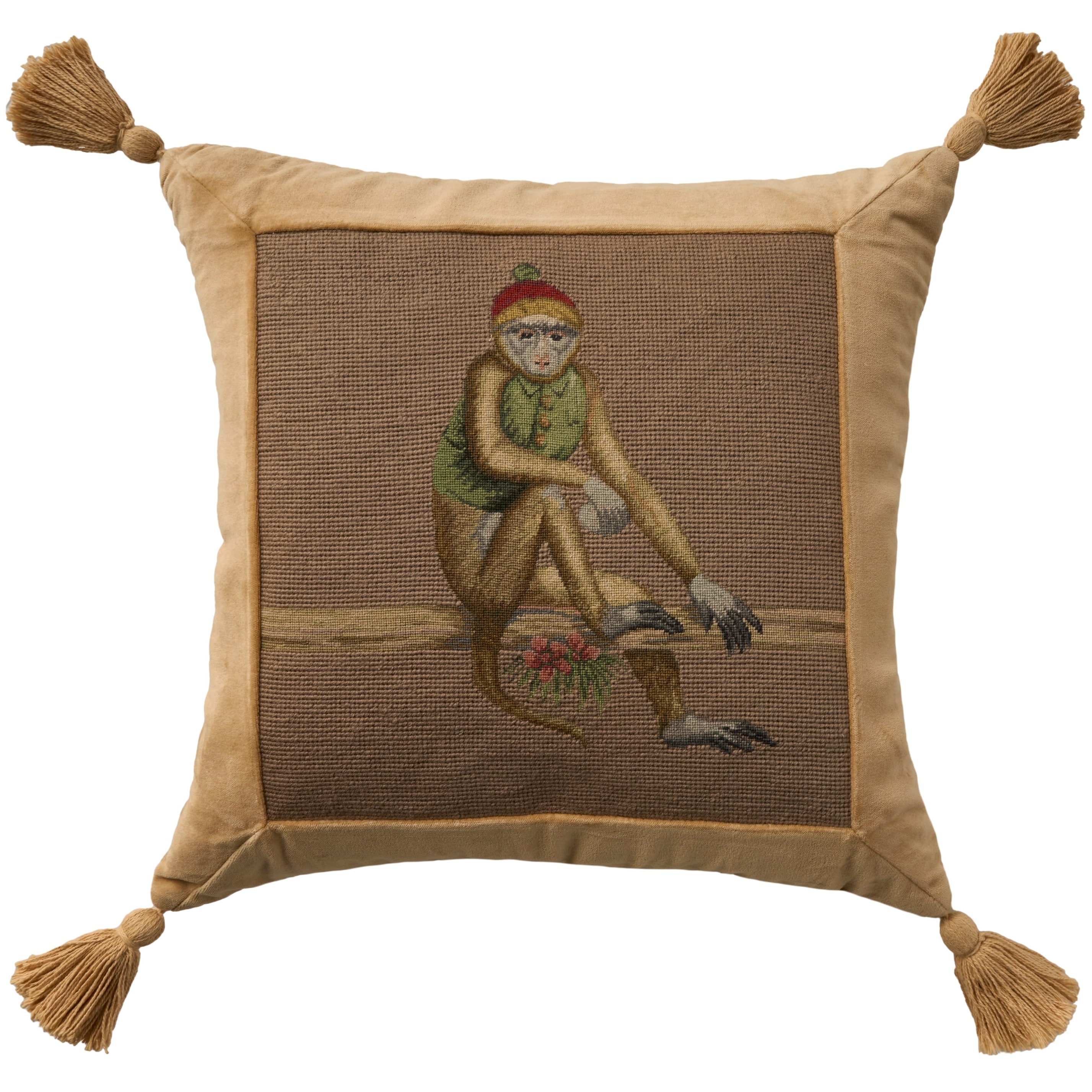 Mina Victory Vintage Pillow Monkey On Stone 19