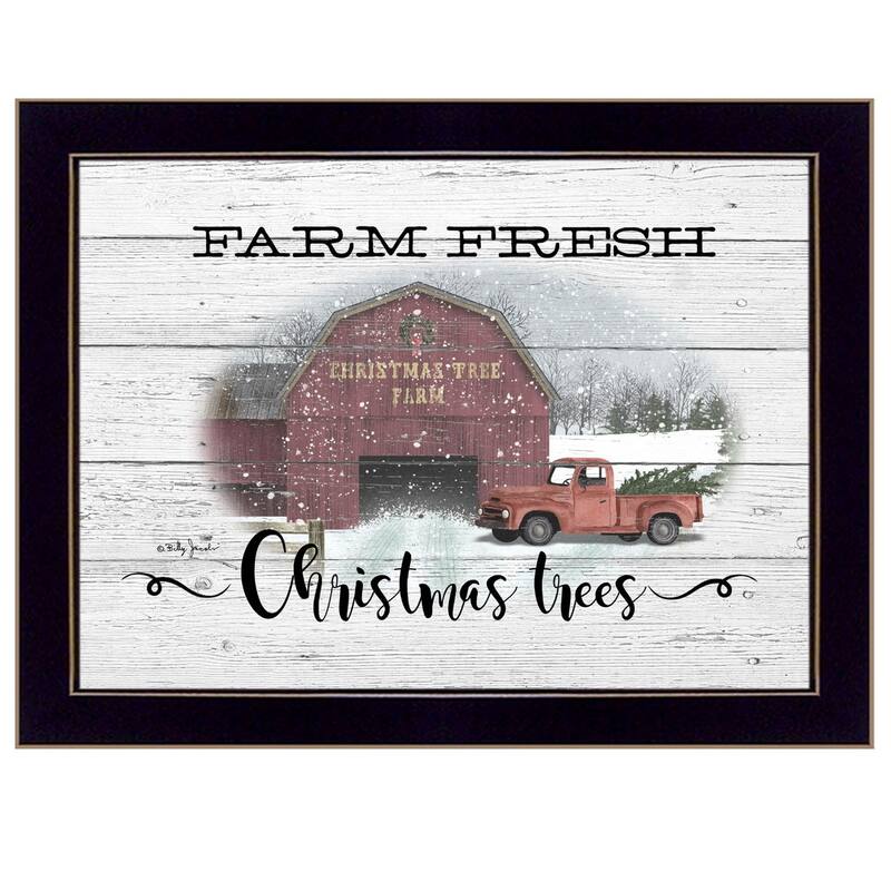 TrendyDecor4U Farmhouse "Farm Fresh Christmas Trees" Framed Print Wall Art by Billy Jacobs - Multi-Color