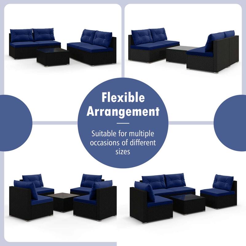 Costway 5 Piece Outdoor Furniture Set with Seat & Back Cushions - See Details
