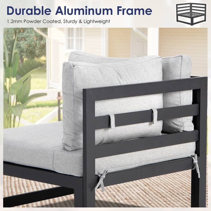 FINCATI Aluminum Outdoor Patio Furniture Conversation Sectional Sofa Set
