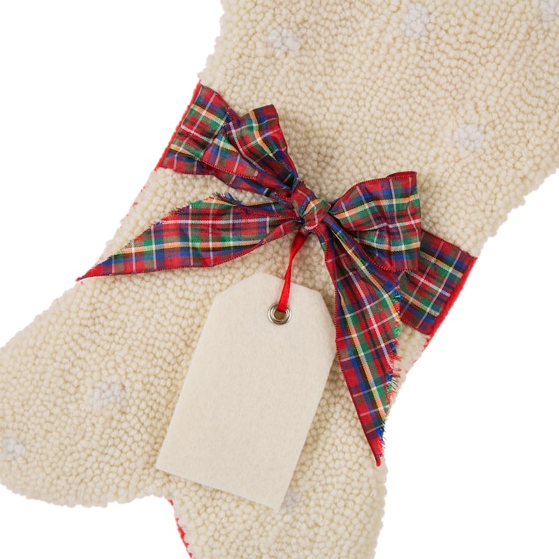 Glitzhome 12.5"L Bone Shape Hooked Christmas Stocking