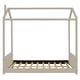preview thumbnail 5 of 8, Full Size Velvet House Bed Wood Bed, Beige