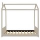 preview thumbnail 5 of 9, Full Size Velvet House Bed Wood Bed, Beige