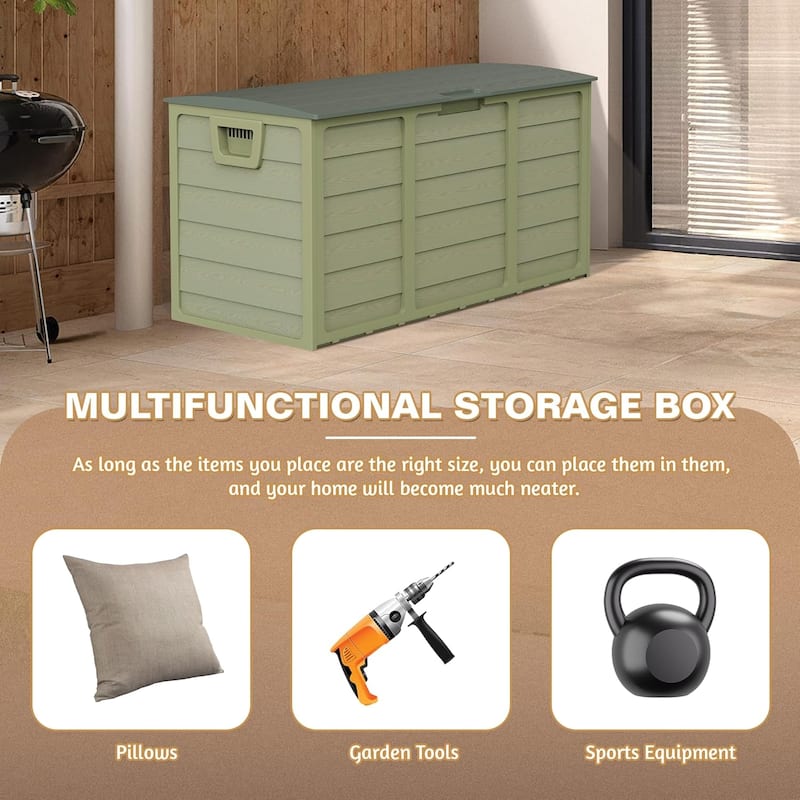 SUNCROWN 75-120 Gallon Weatherproof Resin Outdoor Storage Deck Box for Furniture and Supplies