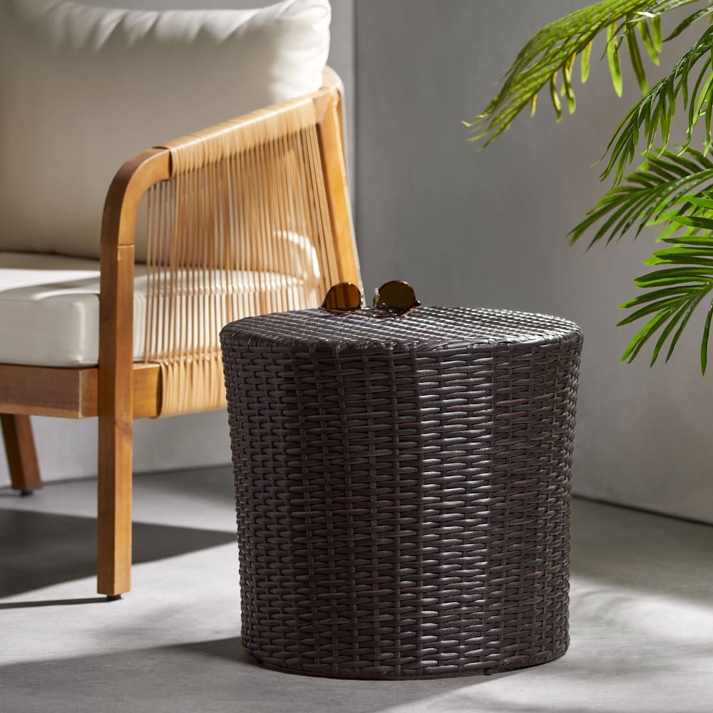 Christopher Knight Home Keaton Wicker Barrel Side Table