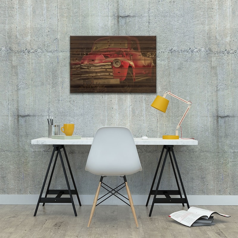 Battered Truck Print On Wood by Don Schwartz - Multi-Color