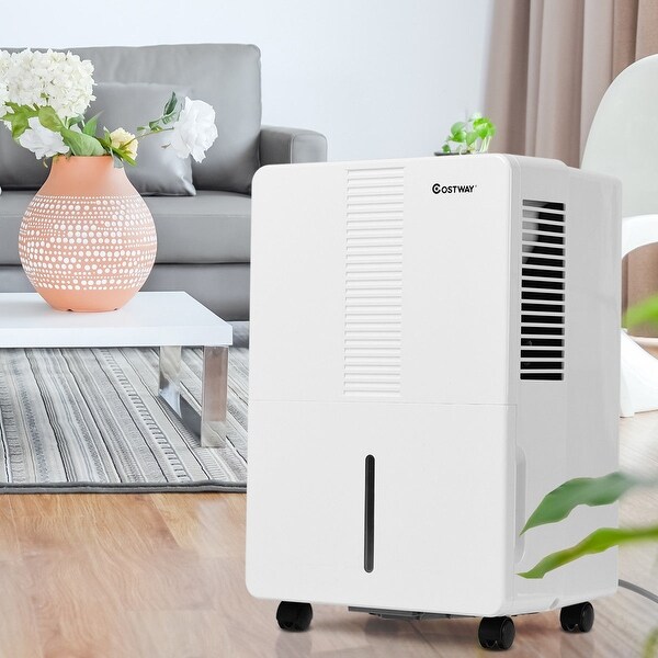 Costway Portable 50 Pint Dehumidifier Humidity Control Up to 3000 Sq.Ft. W/ Fan Wheels