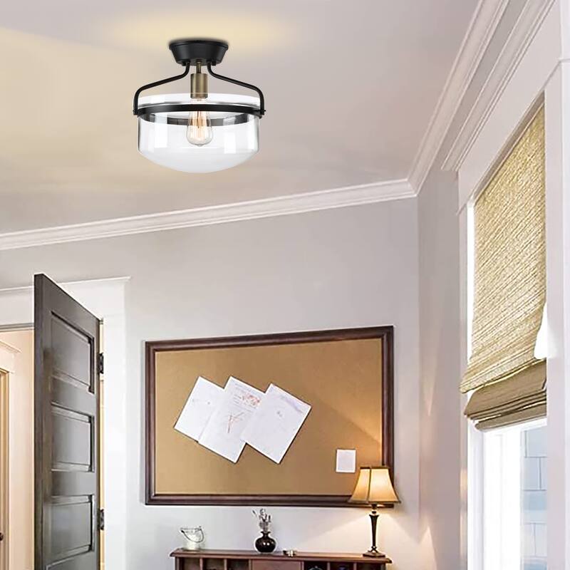 Hukoro 1-Light 11.81-in Incandescent Semi-Flush Mount Light