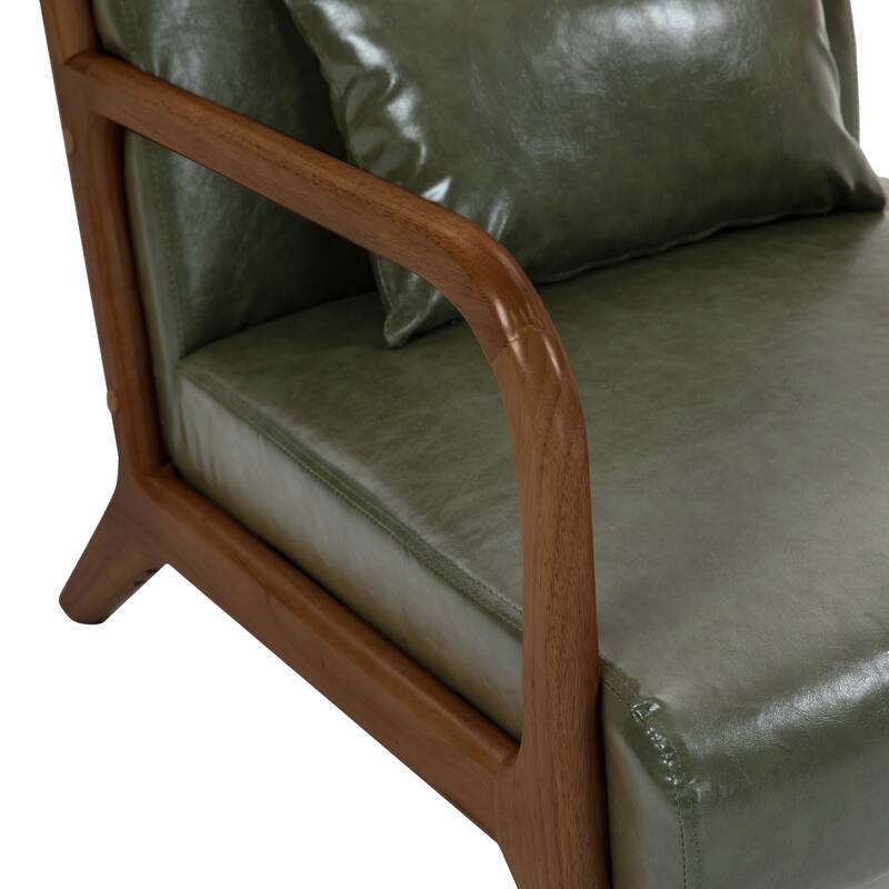 Mid Century Solid Wood Upholstered Accent Chair