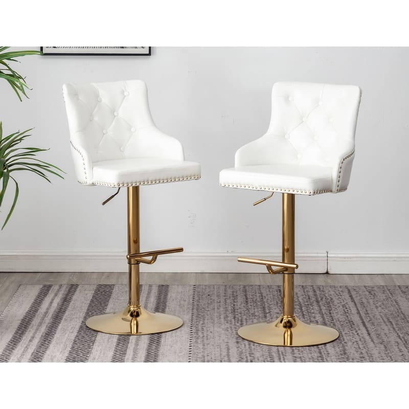 Best Master Furniture Adjustable Swivel Bar Stools with Gold Base (Set of 2)