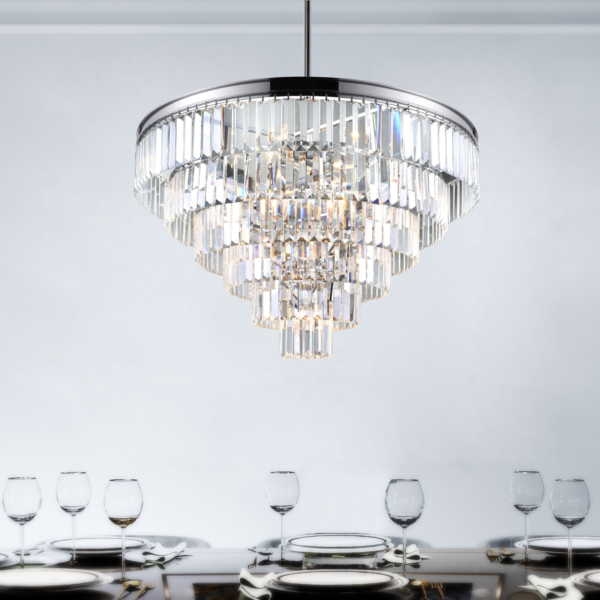 CWI Lighting Weiss 15 Light Chrome Down Chandelier