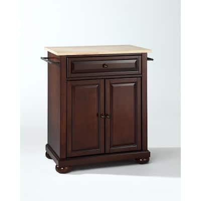 Kitchen Island Cart with Wood Top & Storage - Portable Kitchen Furniture for Small Spaces