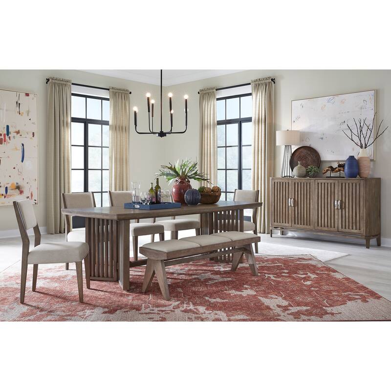 Magnussen Home Kavanaugh Weathered Kona Brown Trestle Dining Table - 40''W x 90''D x 30''H
