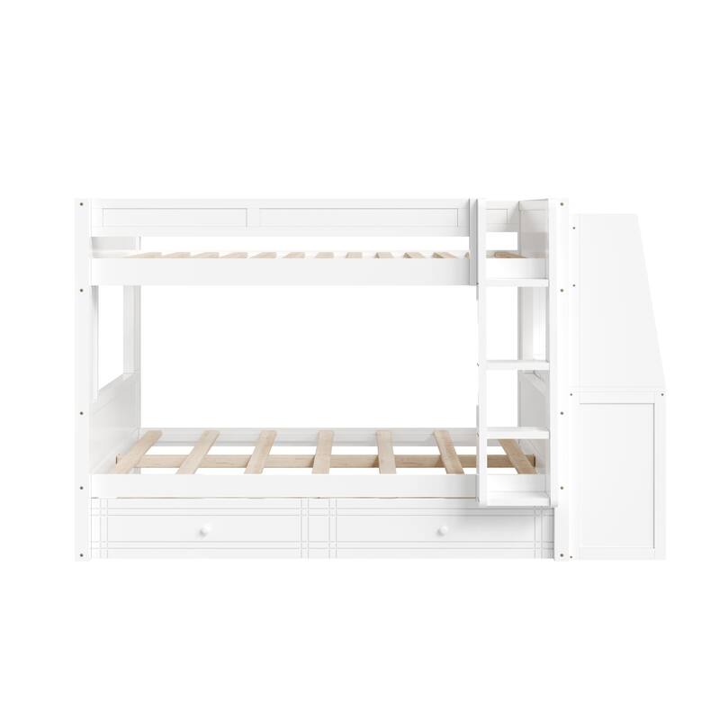 Modern Full-Size Bunk Bed with Built-In Ladder, Desk and Storage Space by Harper&Bright Designs