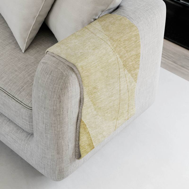 Premium Machine Washable Contemporary Abstract Sherpa Throw Blanket - Gold - 4'2" x 5'10"