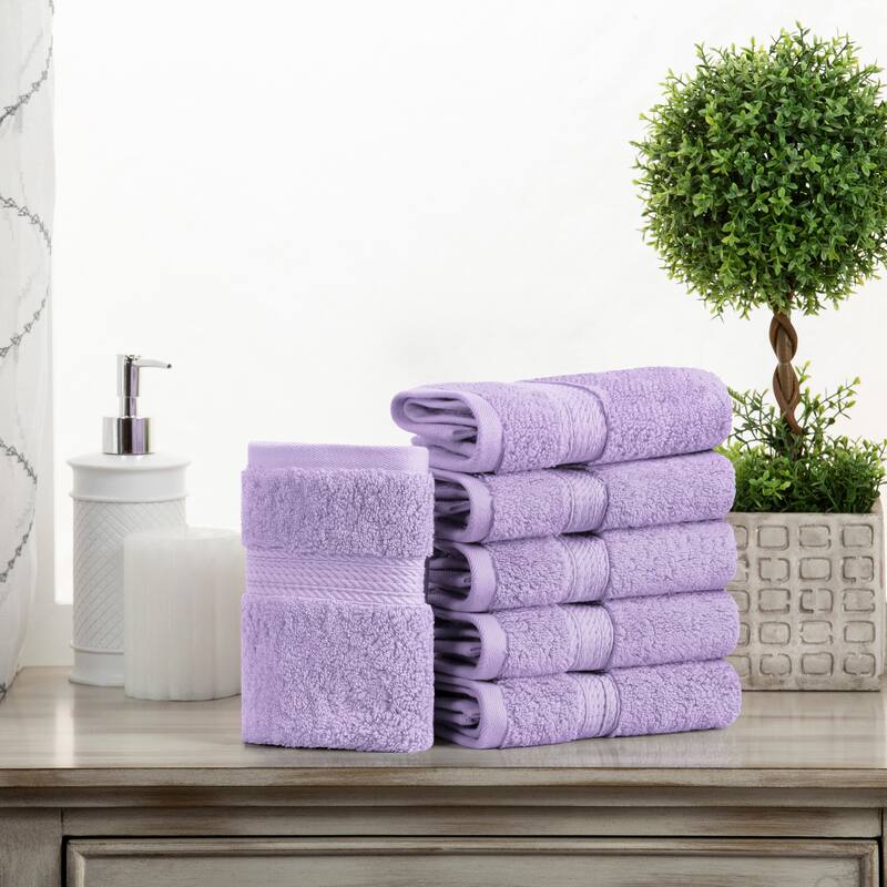 Superior Marche Egyptian Cotton 6 Piece Face Towel Set - Purple