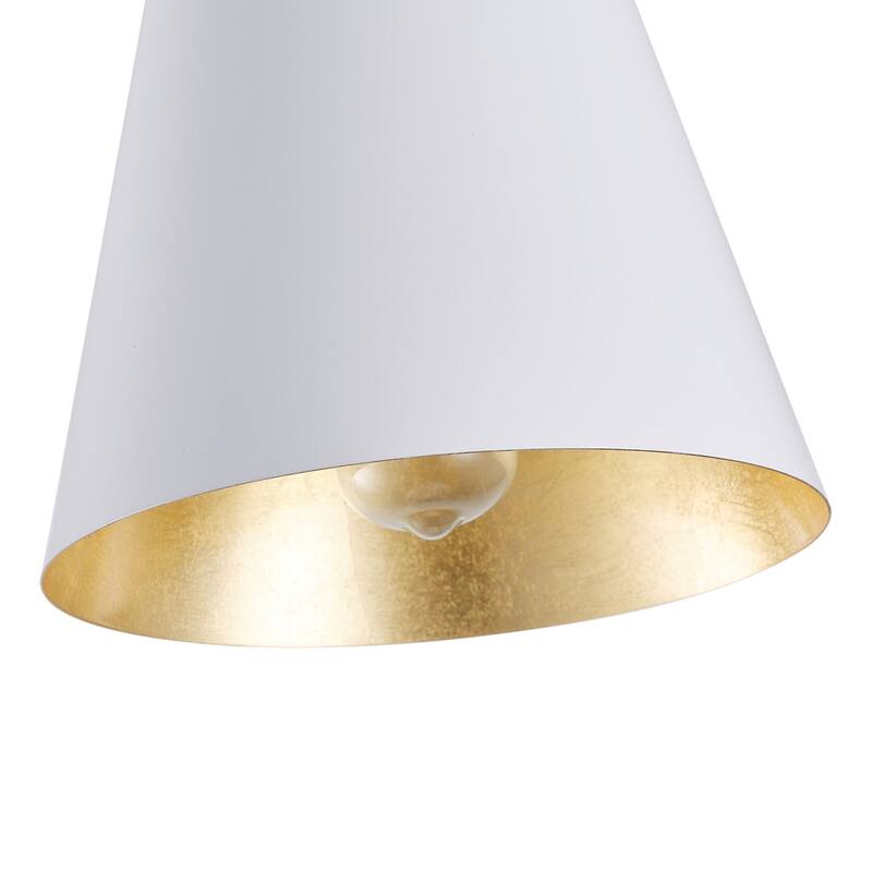 Farmhouse Gold Leaf Inside Pendant Light Fixture Over Table 3 Pack with Cone Metal Shade