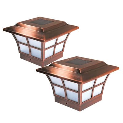 Classy Caps 4x4 Copper Plated Prestige Solar Post Cap (Set of 2)
