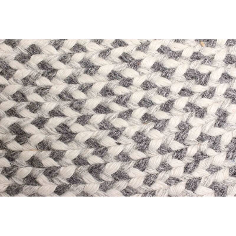 ECARPETGALLERY Braid weave Sienna Ivory Wool Rug - 3'2 x 3'2