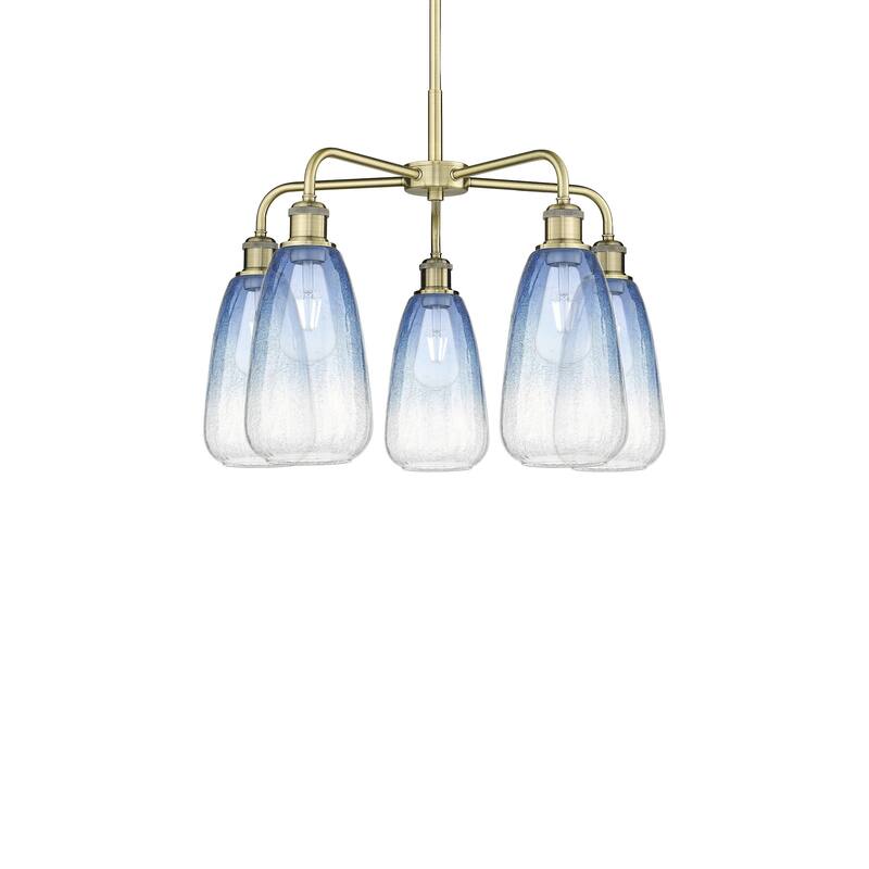 Innovations Lighting 516-5CR-19-25 Brookhaven Almond Chandelier - Antique Brass / Sapphire Blue