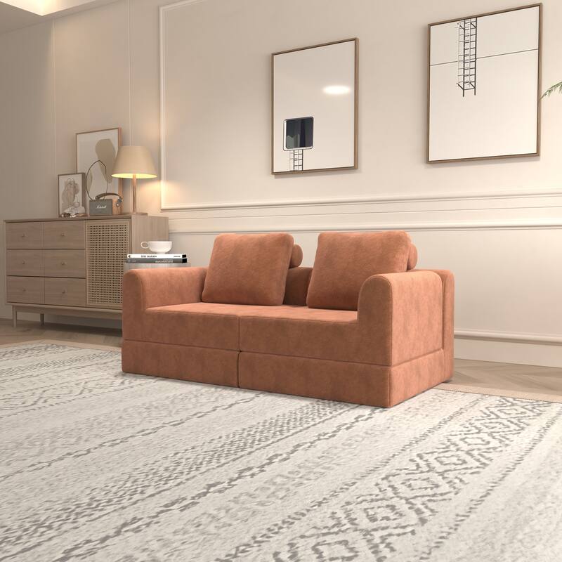 Convertible Folding Sofa Bed, Memory Foam Sleeper Chair with Back Support, Portable Futon for Living Room, Bedroom