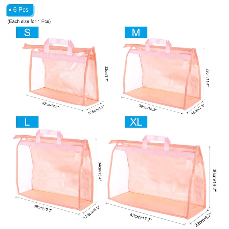 Handbag Dust Bags, 4 Pack Clear Purse Storage Organizer, Pink - Beige - Beige