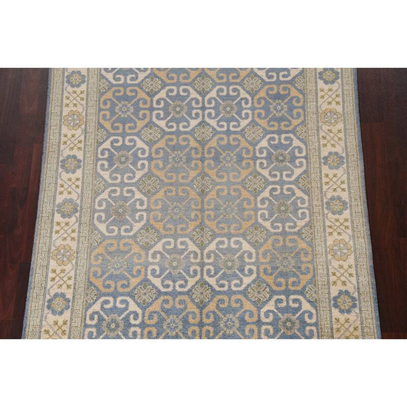 Vegetable Dye Khotan Oriental Wool Area Rug Hand-knotted Foyer Carpet - 4'5" x 6'11"