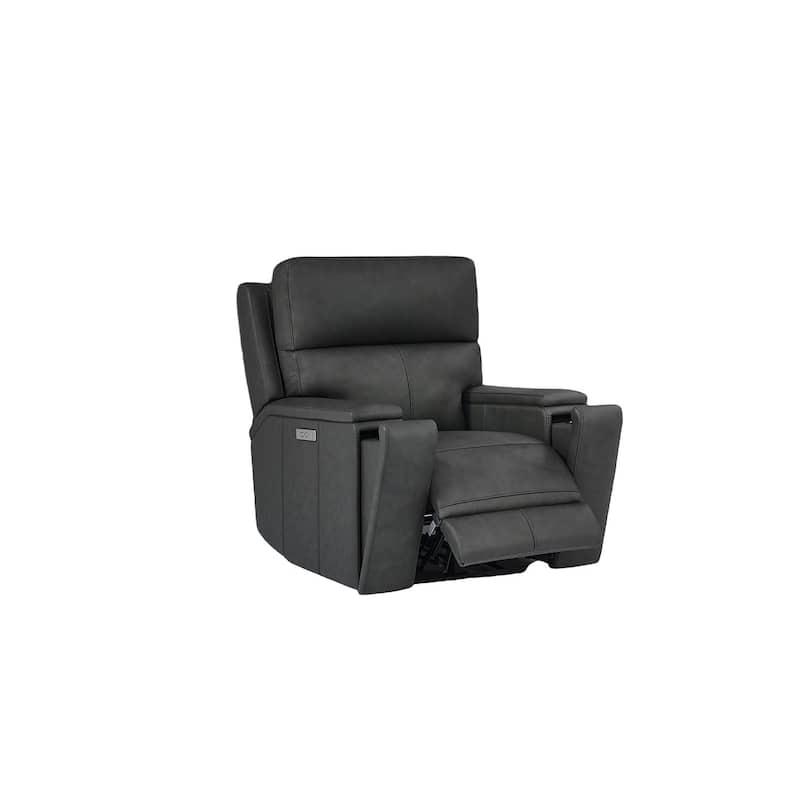 38.5" W Top Grain Leather Dual-Power Recliner with Zero Gravity, USB & Type-C Charging