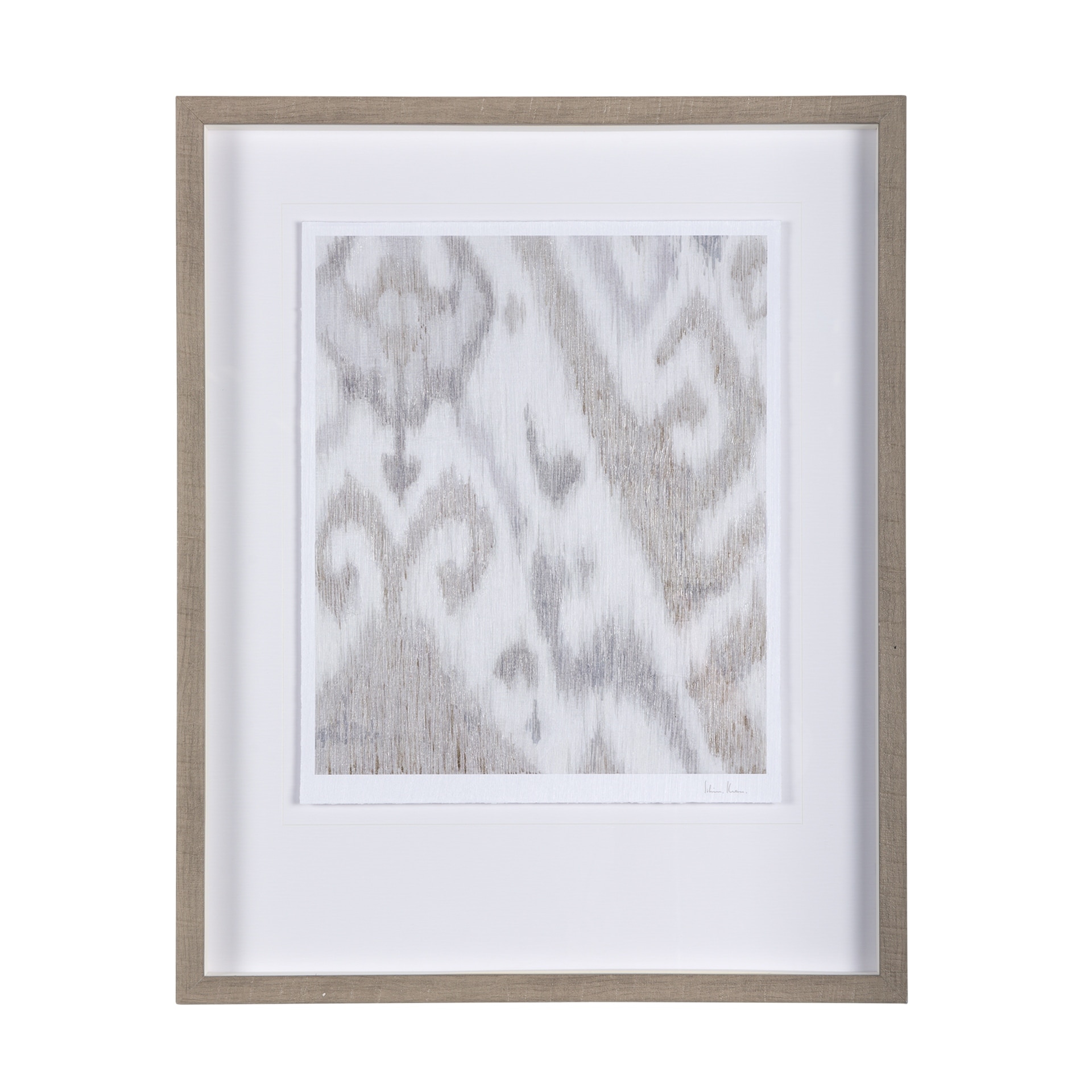 Ikat Patterns IV by Silvia Krause a Hand Embellished Textured Framed Art Print Matted under Glass