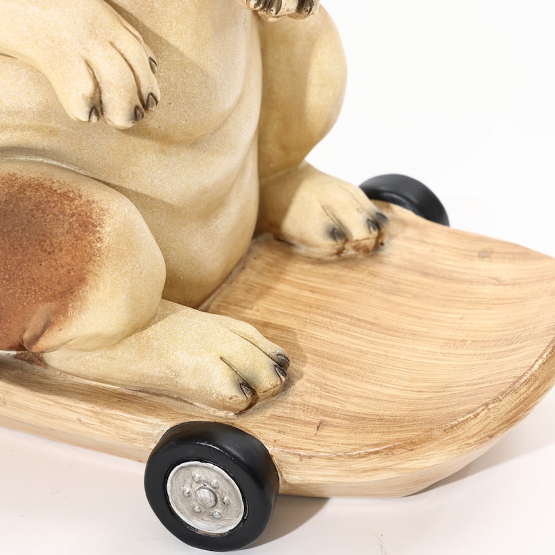 Kitten and Dog with Skateboard Sculpture Resin Statue, Indoor and Outdoor