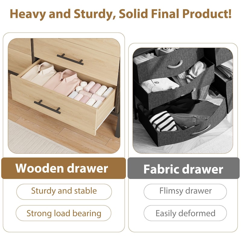6 Drawer Dresser for Bedroom, Freestanding Wooden Chest Storage