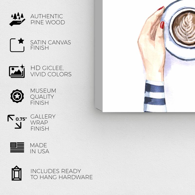 Wynwood Studio Fashion and Glam Coffee and donut time Pink and Modern & Contemporary Wall Art Canvas Print