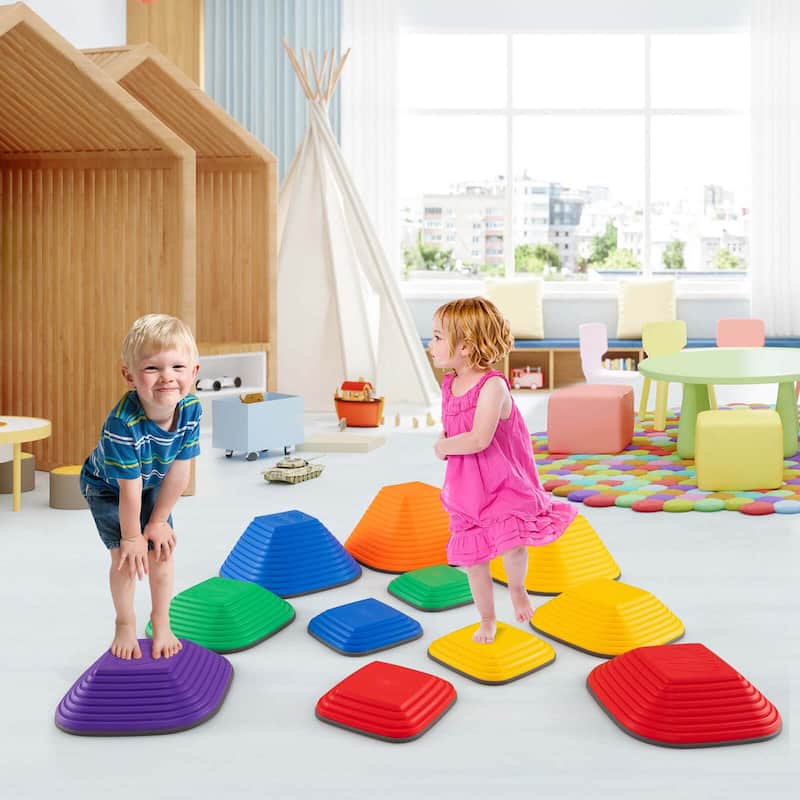 11 Pcs Non-Slip Plastic Sensory Balance Blocks Stepping Stones for Kids - 6 pcs