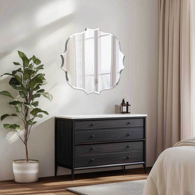 Frameless Bathroom Mirror Wall Mounted Modern Stylish Design with Contemporary Bevelled Edges