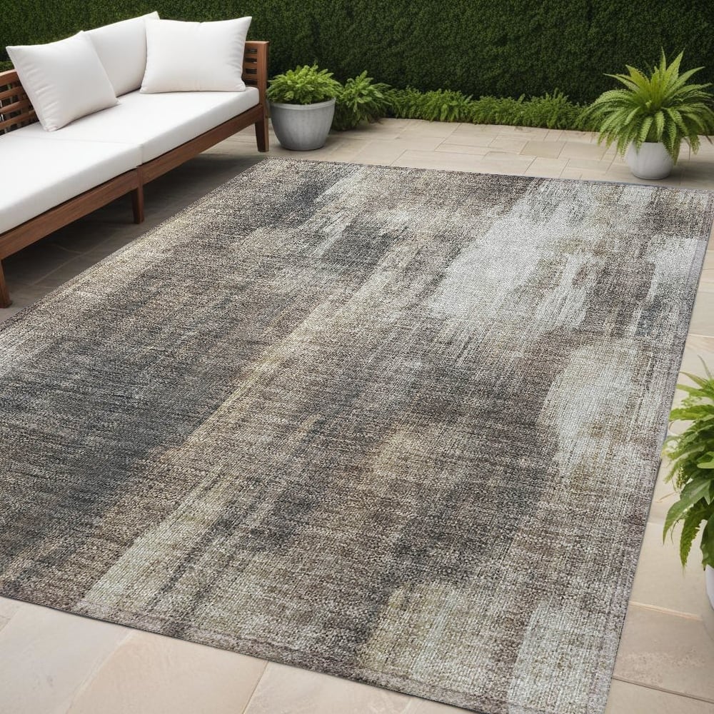 Calu Artistic Abstract Weather Resistant Classic Meets Modern Outdoor Rug