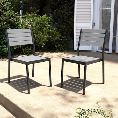 VredHom Outdoor Stackable Aluminum Patio Dining Chairs - Set of 2
