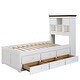 preview thumbnail 8 of 21, Captain Bed with Bookcase Headboard, Solid Wood Storage Platform Bed with Trundle & 3 Storage Drawers, for Kids Girls Boys