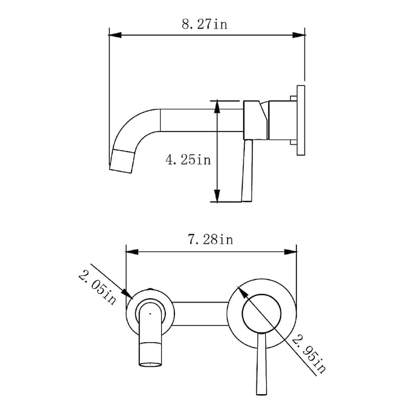 Wall Mounted Bathroom Faucet Two Holes Brushed Gold