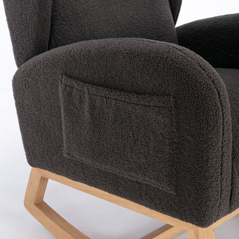Teddy Fabric Rocking Chair With Packet Wood Legs