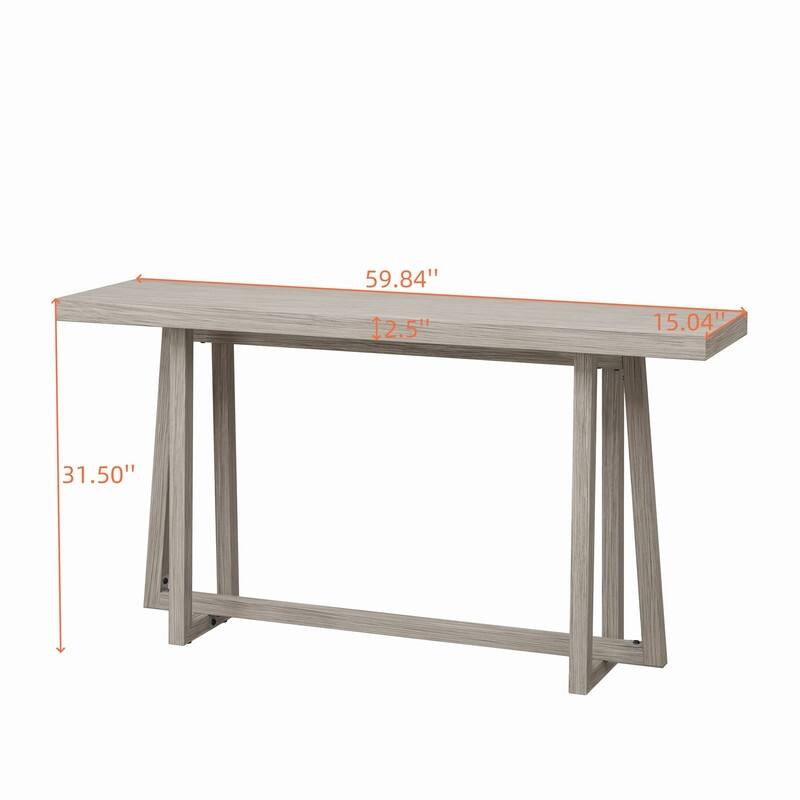 Stylish 60" Console Table, Rectangular Outdoor Entryway Table with Sturdy Construction for Hall Use