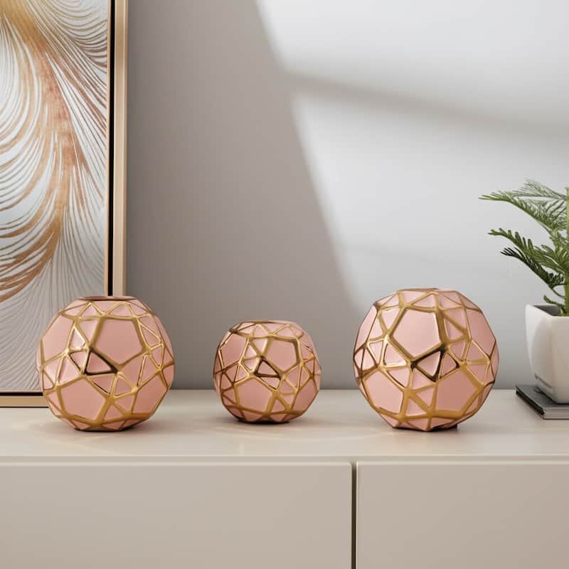 Accented Abstract Modern Coastal Decorative Orbs Set of 3