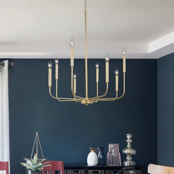 slide 1 of 22, Modern Glam Gold 8-Light Mid-Century Metal Chandelier for Dining Room