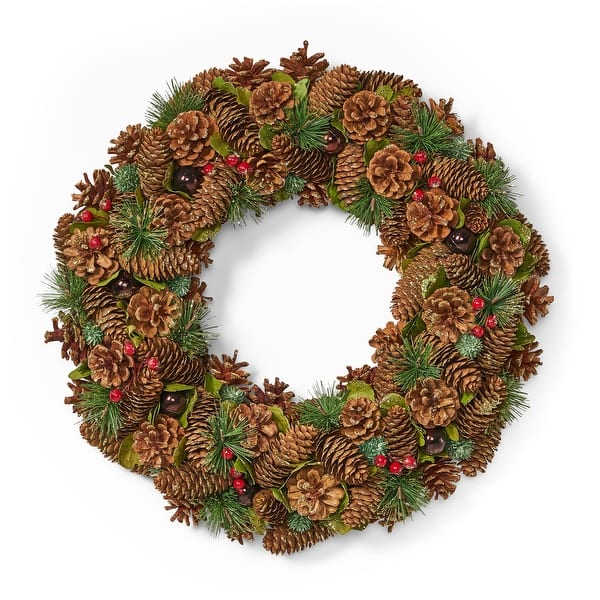 Plano 18 5 Pine Cone And Glitter Artificial Christmas Wreath Natural By Christopher Knight Home Natural Glitter Overstock 32046994