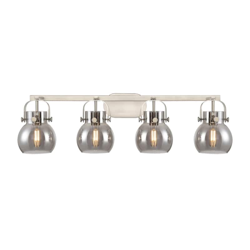 Innovations Lighting 423-4W-10-37 Pilaster II Sphere Vanity Pilaster - Satin Nickel / Plated Smoke