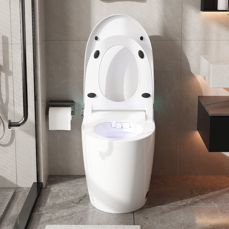 Smart Toilet Heated Seat, Warm Air Dryer, UV-C Sterilization, Auto Flush & Remote Control, One-Piece Intelligent Toilet