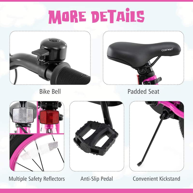 Costway 18" LED Lighted Kids Bike with Adjustable Seat Coaster Brake - See Details