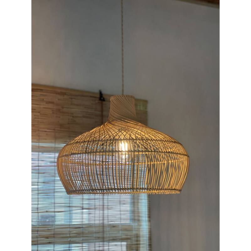 Modern Hand-woven Rattan Pendant Black Coastal Hanging Light